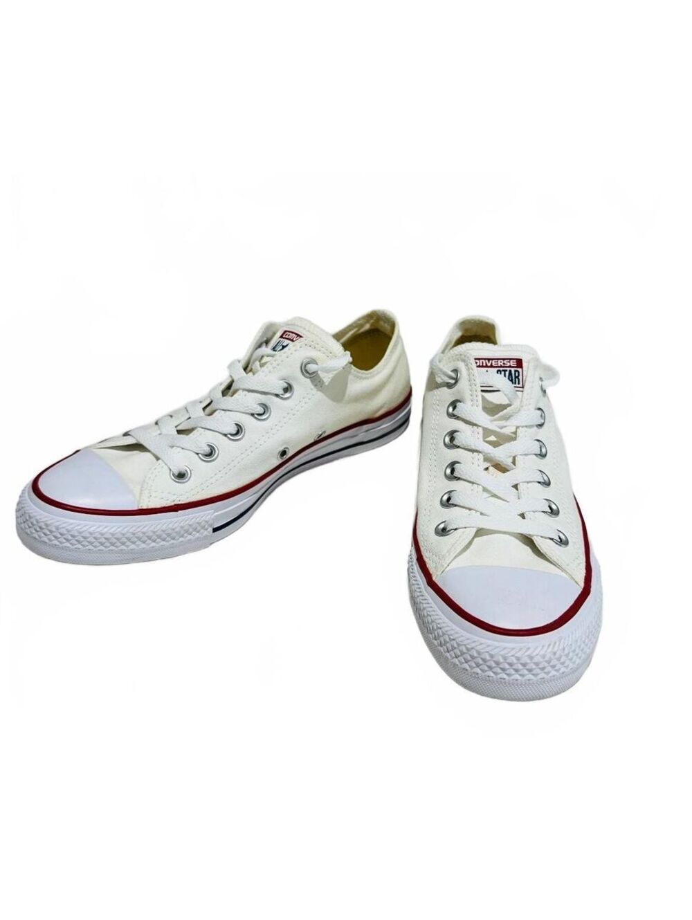 Converse Chuck Taylor All Star Low Top Sneakers White Red Woman's Size 8 - Picture 2 of 11
